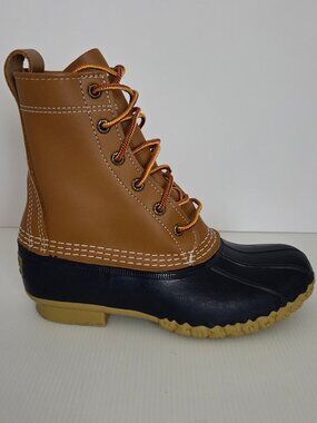 LL Bean Boots 8 Inch Women's Tan Brown Leather Duck Boots Size 6M Maine